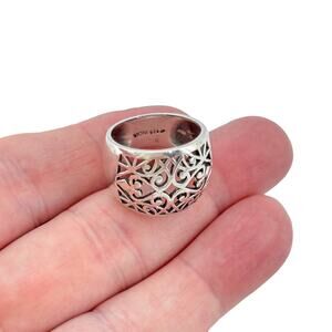 Vintage Sterling Silver 925 Domed Filigree Band Ring Size 8.5
